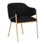 Heston Brass Dining Chair with Arms - Black  Linen