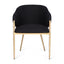 Heston Brass Dining Chair with Arms - Black  Linen