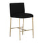 Heston Brass Kitchen Stool with Back - Black Linen