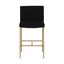 Heston Brass Kitchen Stool with Back - Black Linen
