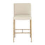 Heston Brass Kitchen Stool with Back - Natural Linen
