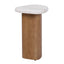 Solstice Ivory Cloud Marble Side Table - Oak