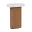 Solstice Ivory Cloud Marble Side Table - Oak