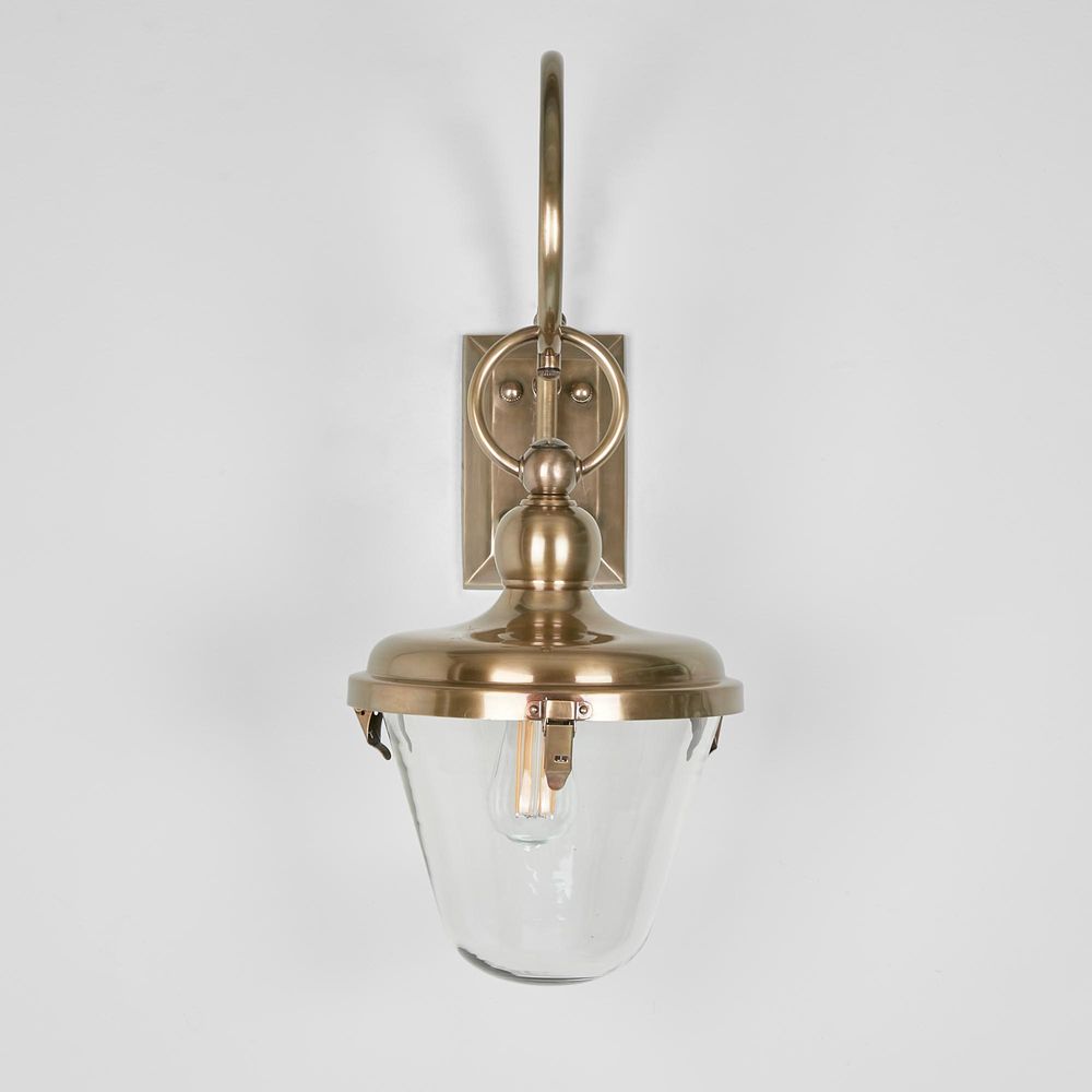 Savoy Outdoor Wall Light with Glass Shade Antique Brass