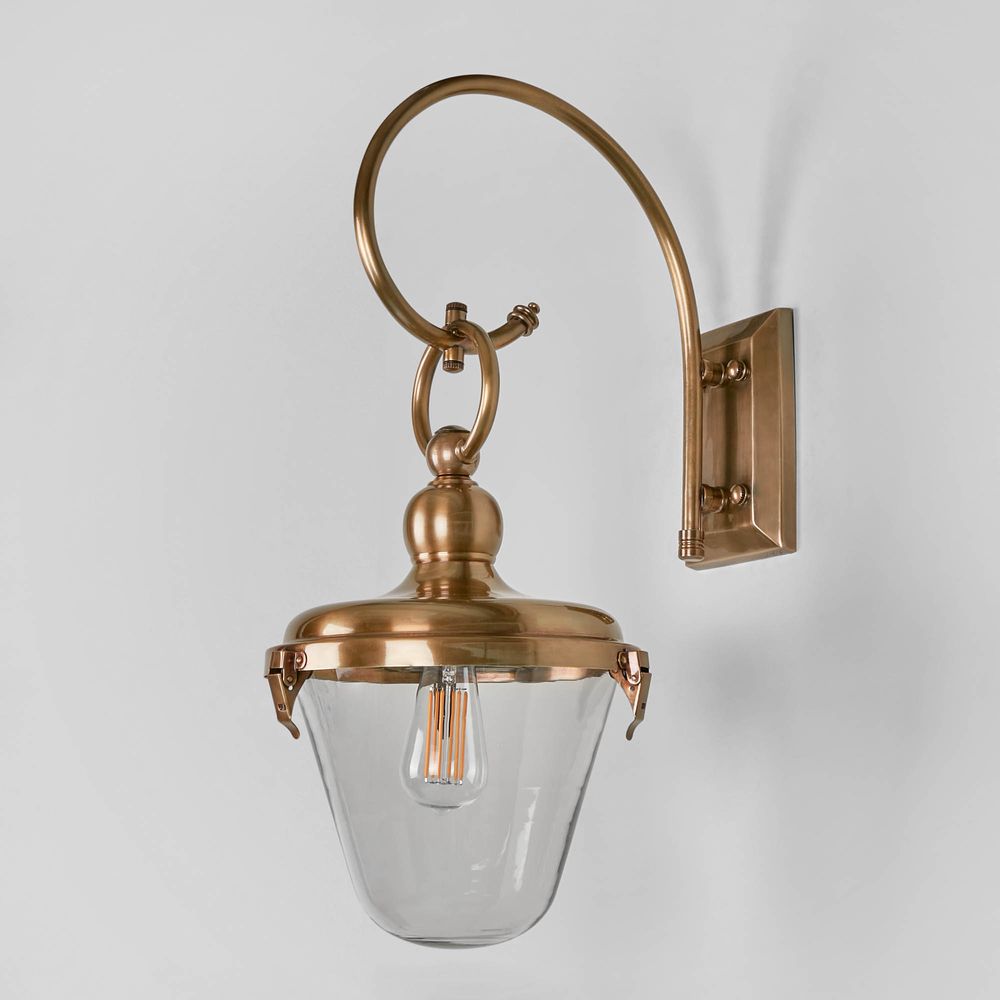 Savoy Outdoor Wall Light with Glass Shade Antique Brass