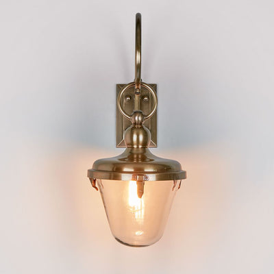 Savoy Outdoor Wall Light with Glass Shade Antique Brass