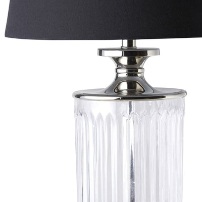 Bellevue Glass Nickel Lamp With Black Linen Shade