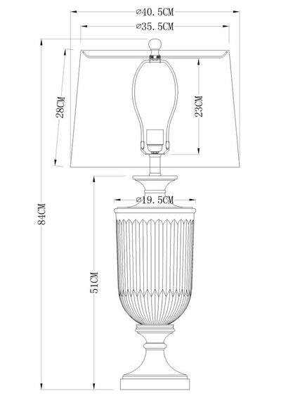 Bellevue Glass Nickel Lamp With Black Linen Shade