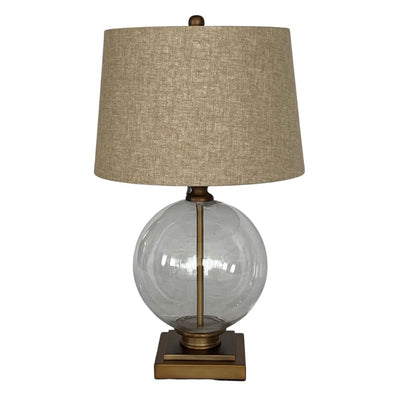 Ivy Antique Brass And Glass With Natural Linen Shade