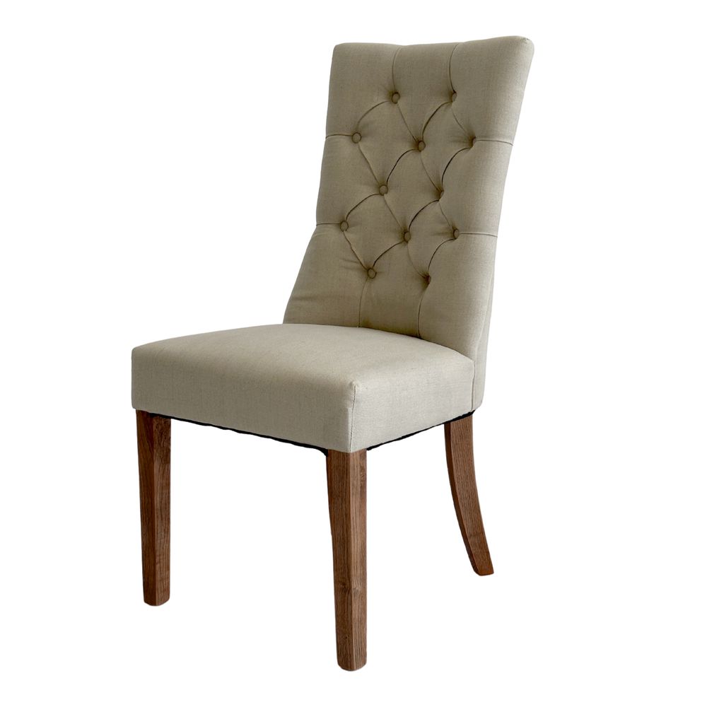 Beige Linen Dining Chair