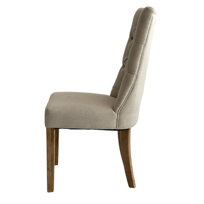 Beige Linen Dining Chair