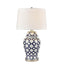 Lucca Blue & White Jar Shaped Lamp W/ Shade