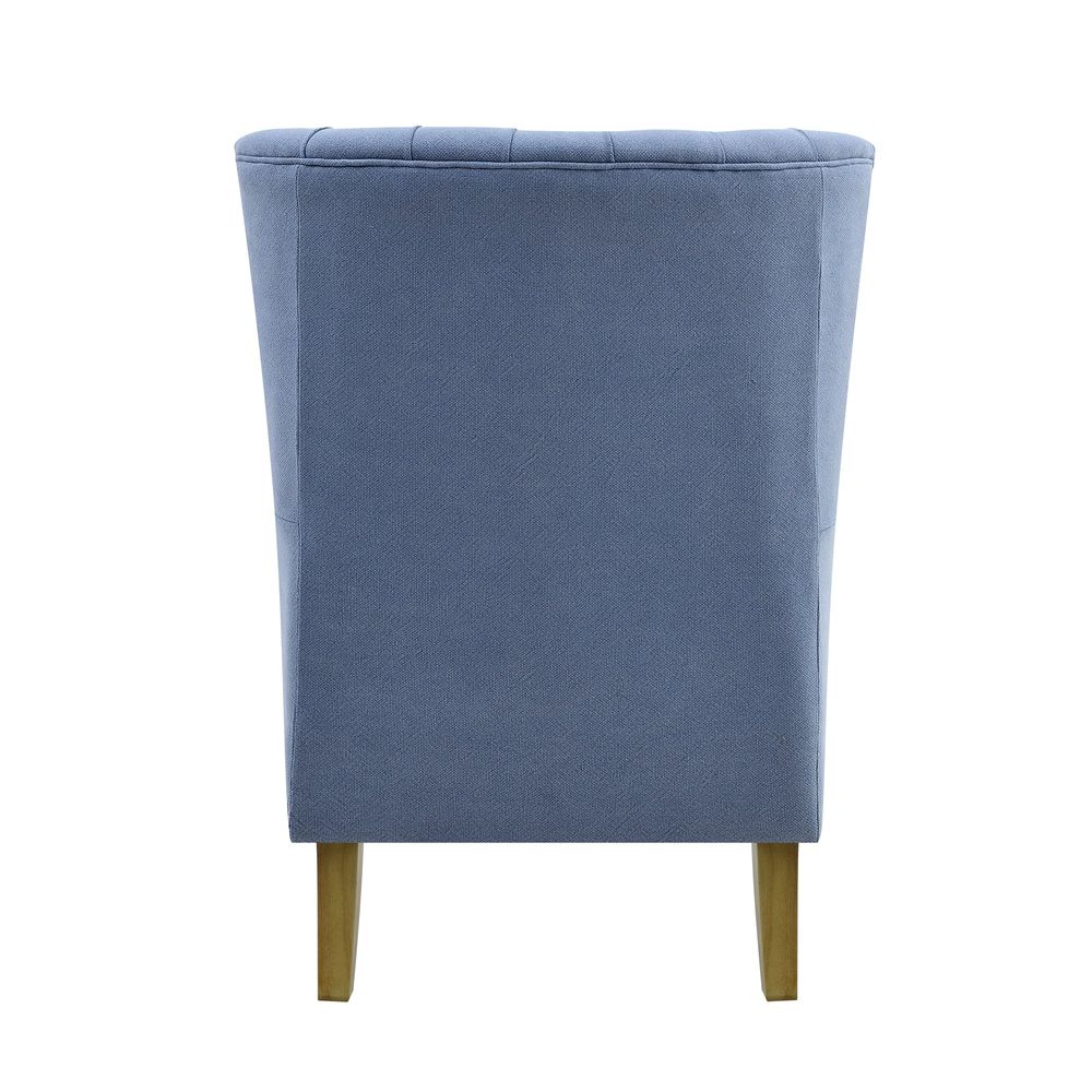 Bayside Slate Blue Button Tufted Winged Armchair