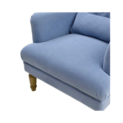 Bayside Slate Blue Button Tufted Winged Armchair