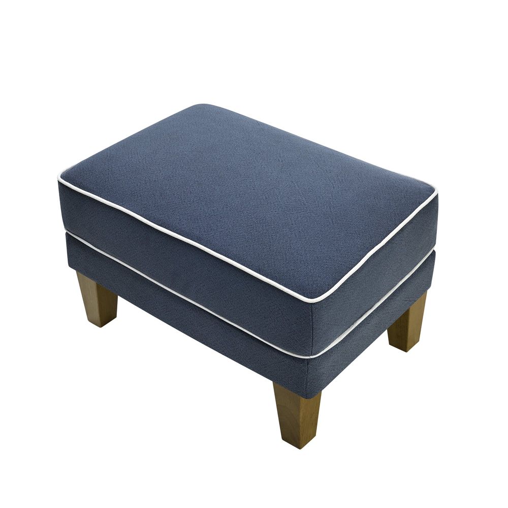 Bondi Ottoman Navy with White Piping