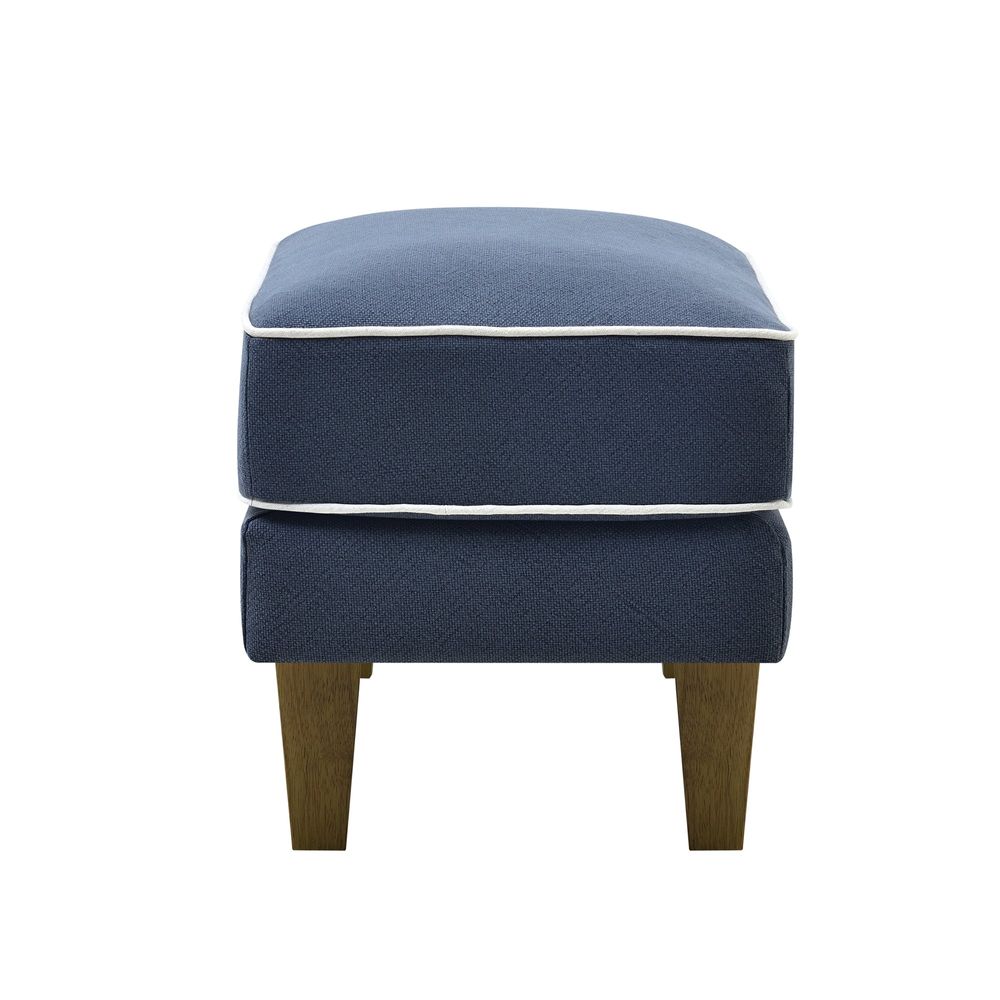 Bondi Ottoman Navy with White Piping