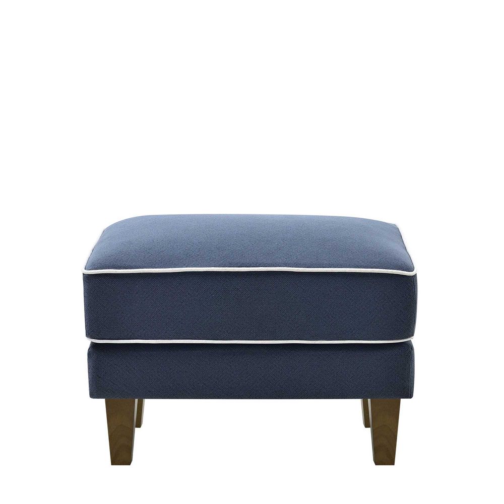 Bondi Ottoman Navy with White Piping