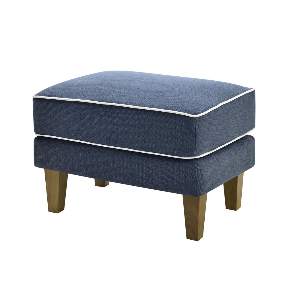 Bondi Ottoman Navy with White Piping