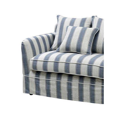 Slip Cover Only - Noosa Hamptons 3 Seat Sofa Blue Sky Stripe