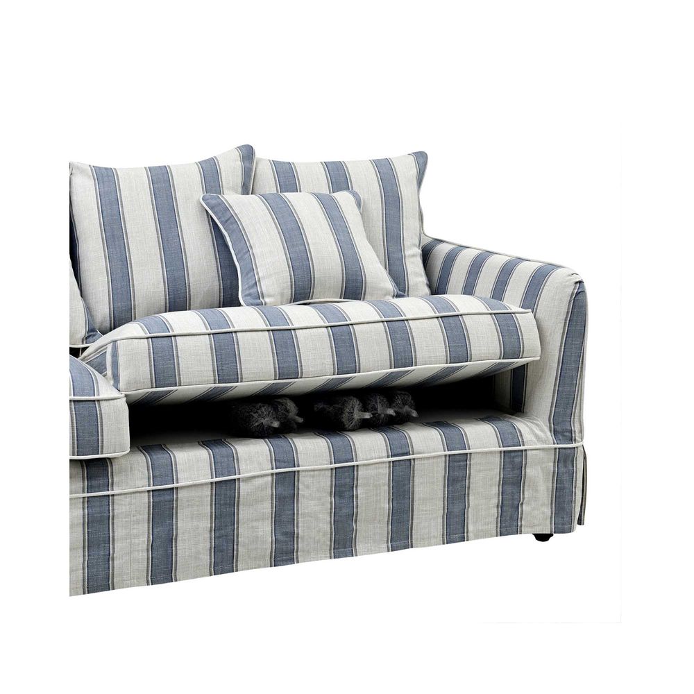 Slip Cover Only - Noosa Hamptons 3 Seat Sofa Blue Sky Stripe