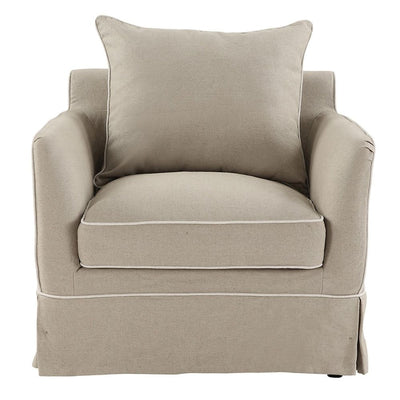 Slip Cover Only - Noosa Hamptons Armchair Natural W/White Piping