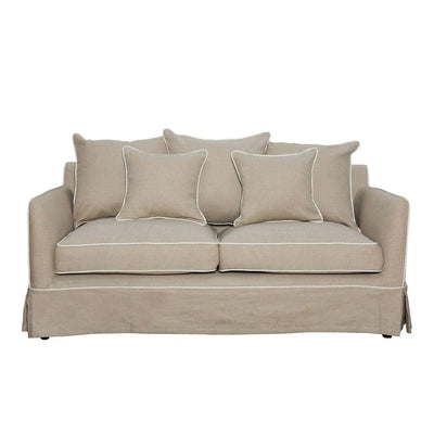 Slip Cover Only - Noosa Hamptons 1.5 Seat Sofa Natural W/White Piping