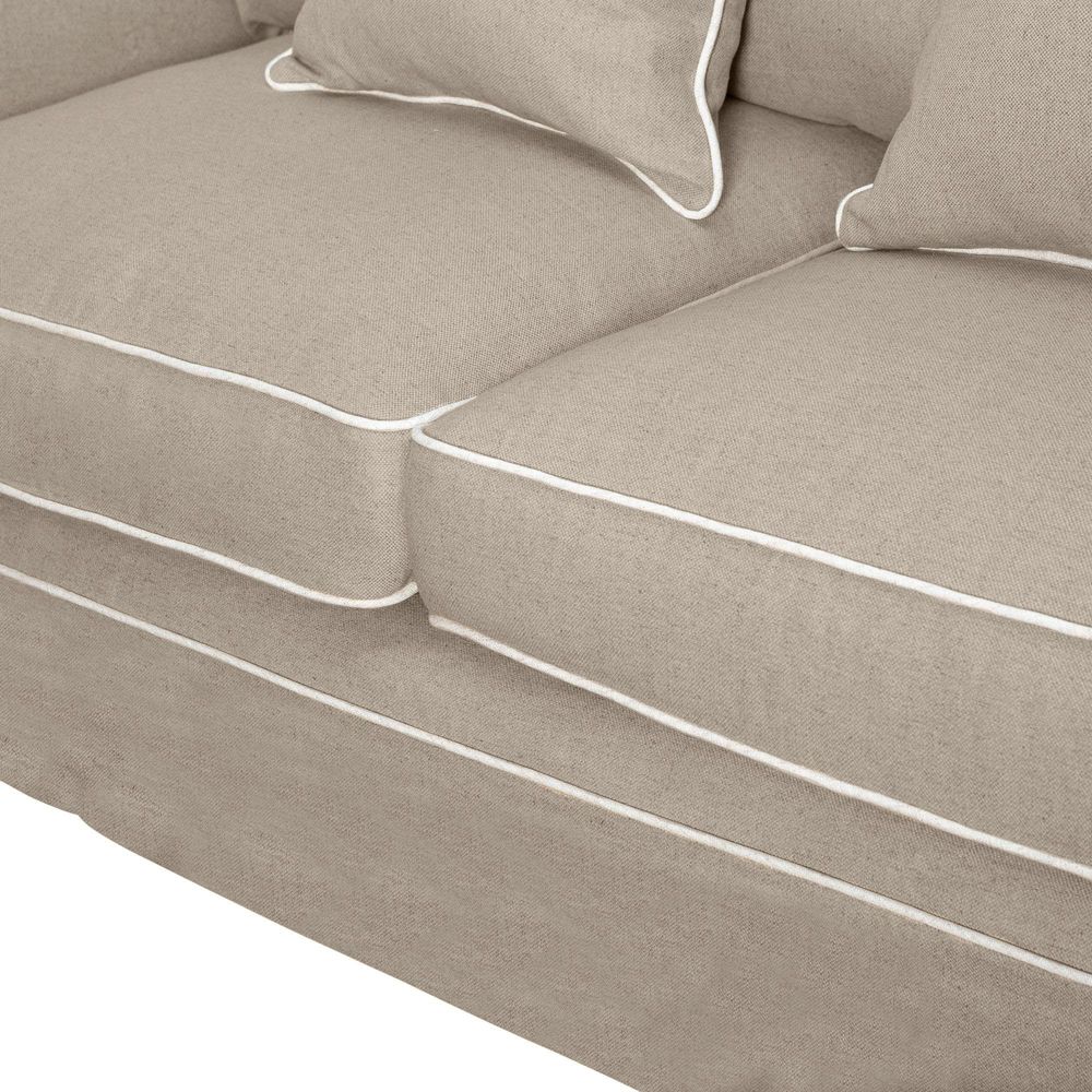 Slip Cover Only - Noosa Hamptons 2 Seat Sofa Natural W/White Piping