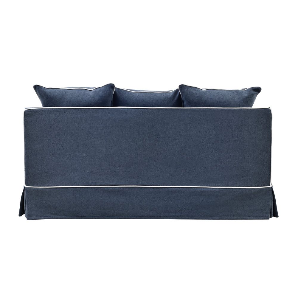 Slip Cover Only - Noosa Hamptons 1.5 Seat Sofa Navy W/White Piping