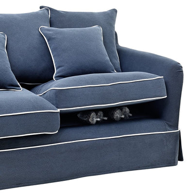 Slip Cover Only - Noosa Hamptons 1.5 Seat Sofa Navy W/White Piping