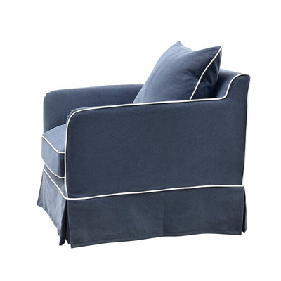 Slip Cover Only - Noosa Hamptons Armchair Navy W/White Piping