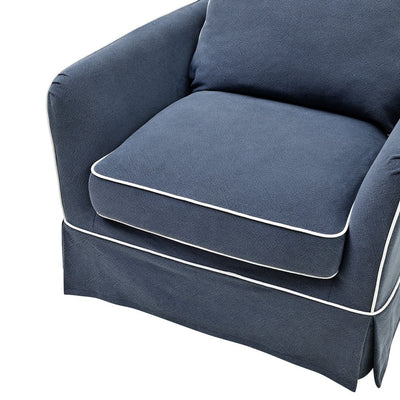 Slip Cover Only - Noosa Hamptons Armchair Navy W/White Piping