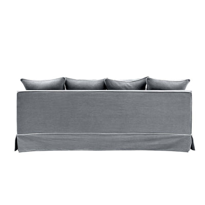 Slip Cover Only - Noosa Hamptons 3 Seat Sofa Grey W/White Piping