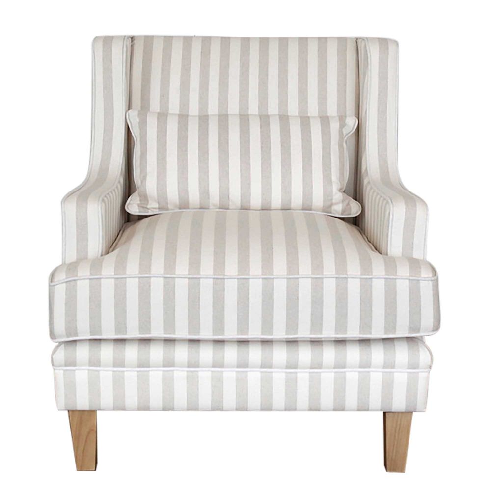 Bondi Armchair Nat Stripe/White Piping