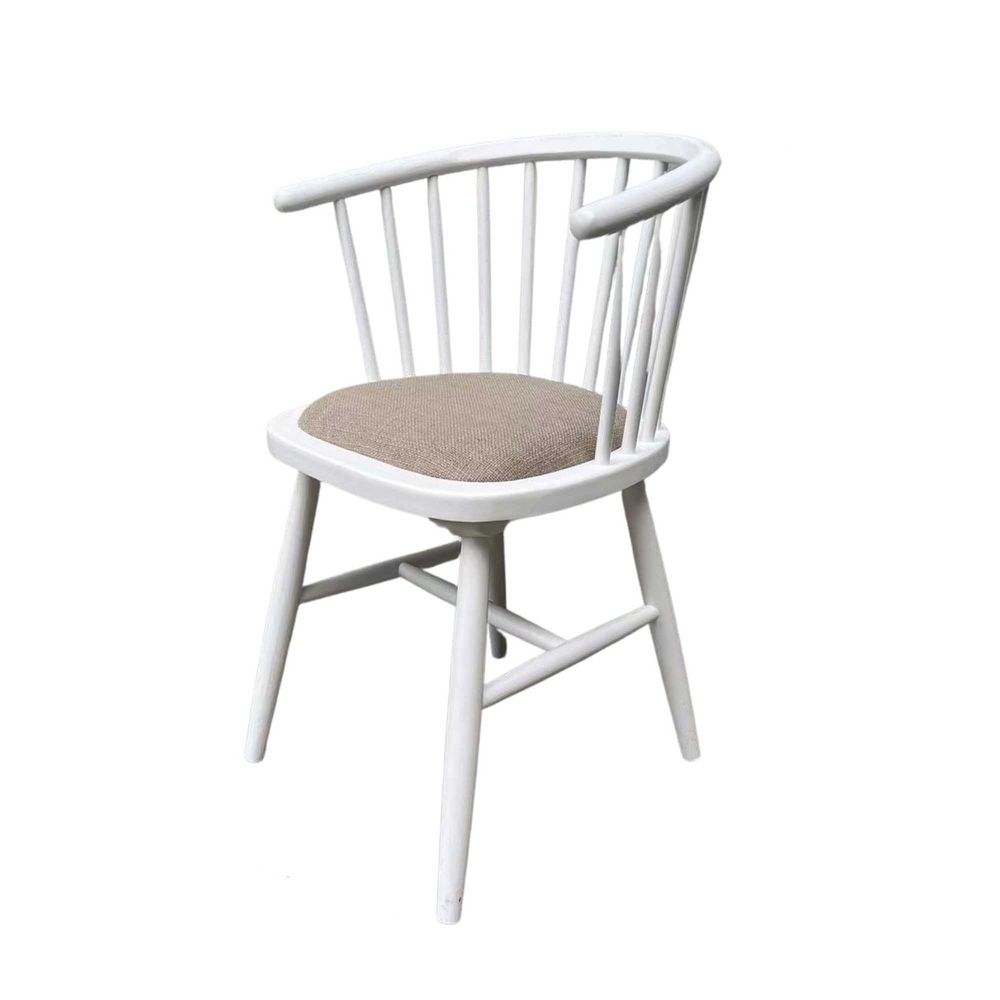 Noah Round Curved Strip Back Dining Chair White