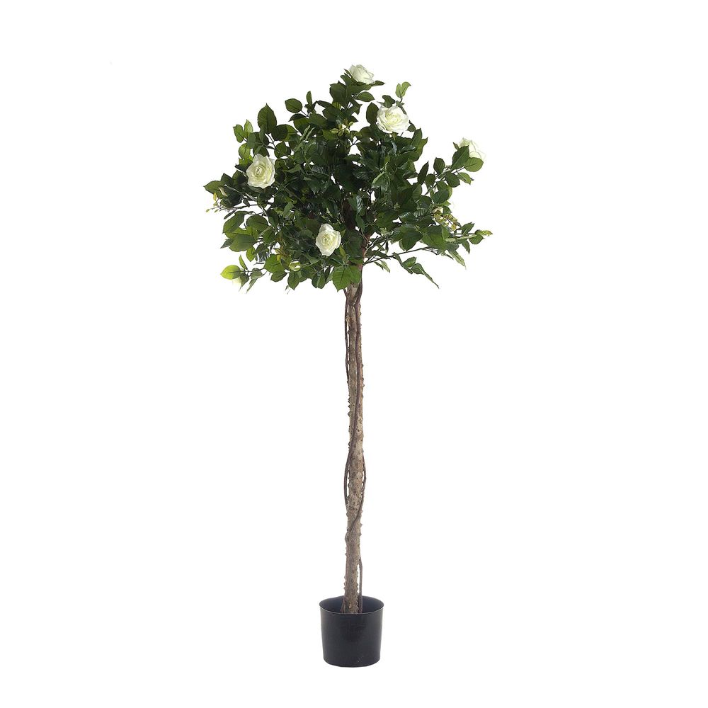 Artificial Rose Topiary 1.4m Light White