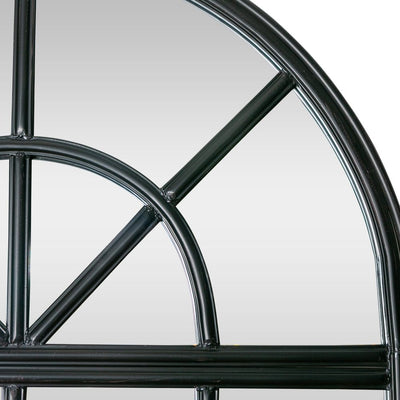 Iron Arch Mirror With Panes Antique Black