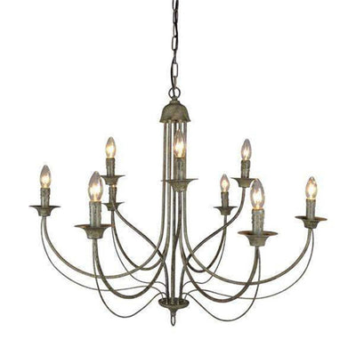 9 Arm Taupe Chandelier