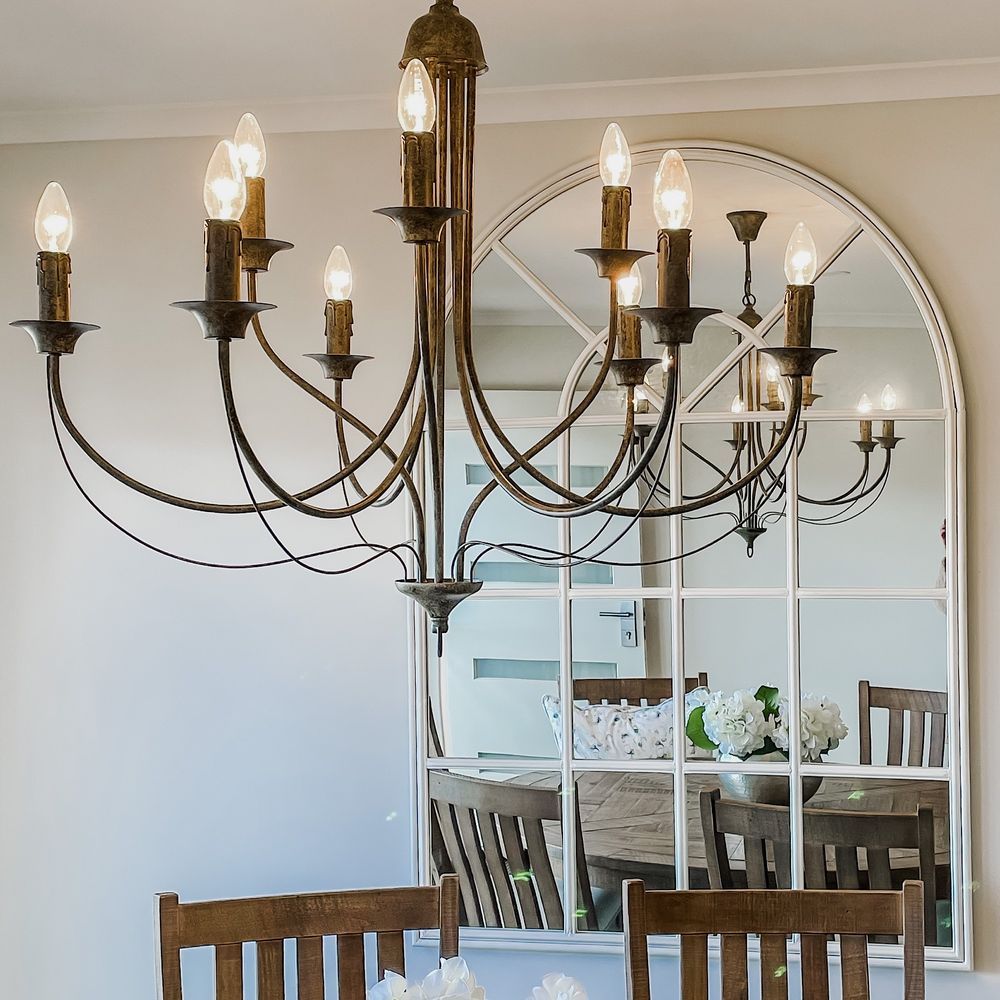 9 Arm Taupe Chandelier