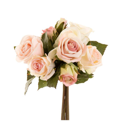 Artificial Rose Bouquet 23cm Pink & Cream