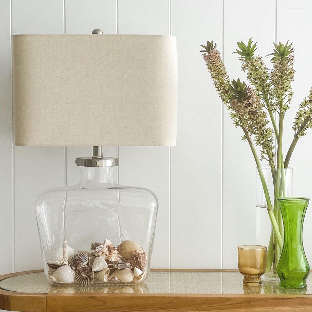 Fillable Bottle Lamp W Linen Shade