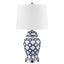 Lucca Small Blue & White Jar Shaped Lamp W/ Shade