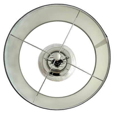 Charlotte Glass and Nickel Lamp with White Linen Shade (Black Trim)