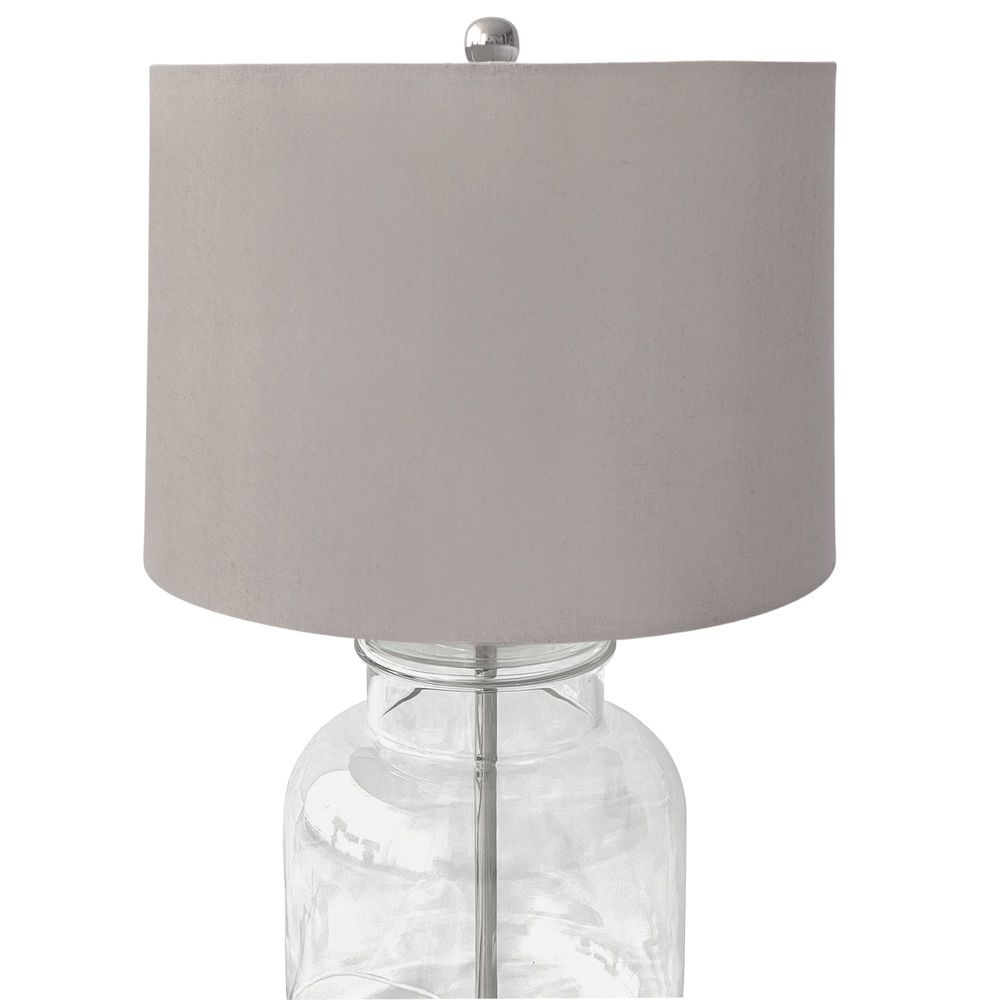 Regency Nickel and Glass Table Lamp with Natural Linen Shade