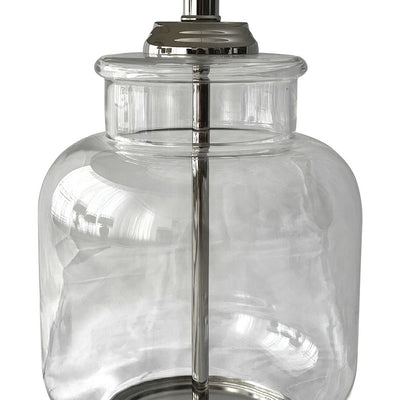 Regency Nickel and Glass Table Lamp with Natural Linen Shade