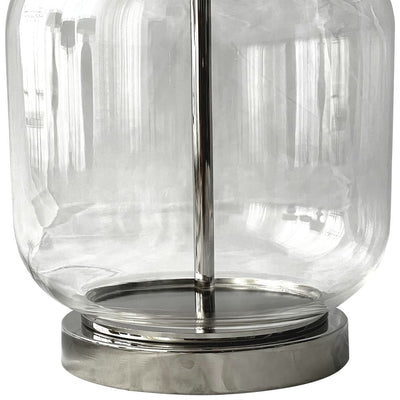 Regency Nickel and Glass Table Lamp with Natural Linen Shade