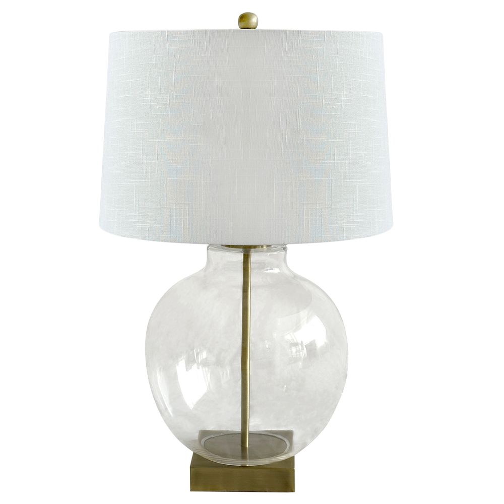 Ellyn Glass and Brass Lamp with White Linen Shade