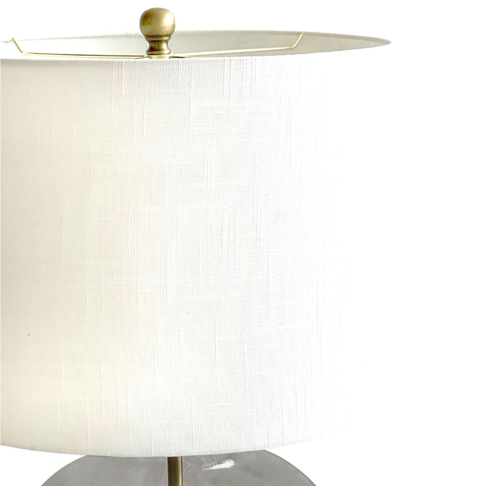 Ellyn Glass and Brass Lamp with White Linen Shade