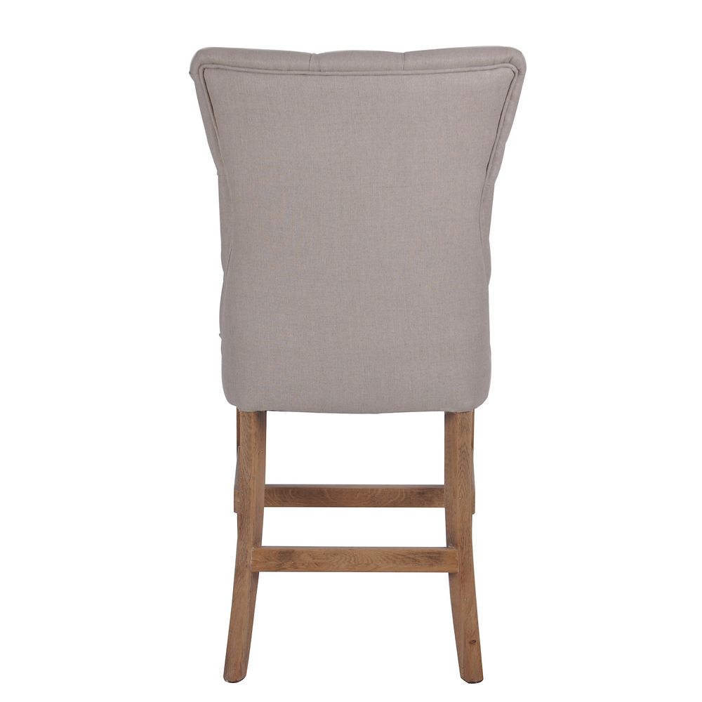 Beige Linen Counter Chair W/ Buttons