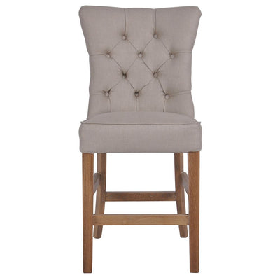 Beige Linen Counter Chair W/ Buttons