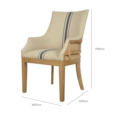 Oakwood Linen Armchair Blue Stripe